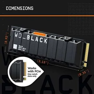 WD_BLACK 2TB SN850 NVMe Internal Gaming SSD Solid State Drive with Heatsink - Works with PlayStation 5, Gen4 PCIe, M.2 2280, Up to 7,000 MB/s - WDS200T1XHE