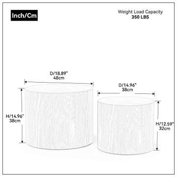 WILLIAMSPACE Nesting End Table Walnut, Wooden Round Coffee Tables Modern Circle Table Set of 2 for S...