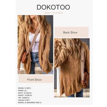 Dokotoo Long Cardigans for Women Open Front Lightweight Side Split Fall Knit Cute Womens Sweaters Fall 2024 with Pockets Trendy Clothing,Khaki Large