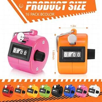 Kathfly 16 Pcs Handheld Clicker Counter 4 Digit Mechanical Tally Counter Assorted Color Pitch Palm f...