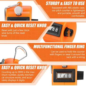 Kathfly 16 Pcs Handheld Clicker Counter 4 Digit Mechanical Tally Counter Assorted Color Pitch Palm for Counting Numbers Knitting Coaching Golf Lap Fishing School Sports Event(Multicolor)