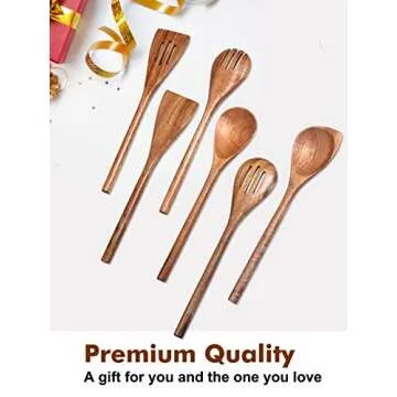 RUCHBA Acacia Wood Cooking Utensils Set for Stylish Kitchens