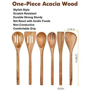 RUCHBA Acacia Wood Cooking Utensils Set for Stylish Kitchens