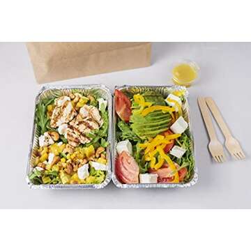 Aluminum Pans with Lids (50-Pack, 8.5"×6") 2.25 LB Capacity Foil Food Containers with Lids - 50 Pans and 50 Cardboard Covers - Disposable Tin Foil Pans - for Baking, Meal Prep and Freezer, Takeout