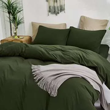 Houseri Olive Green King Comforter Set - Cozy Farmhouse Style