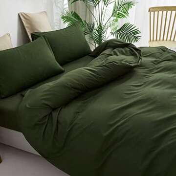 Houseri Olive Green King Comforter Set - Cozy Farmhouse Style