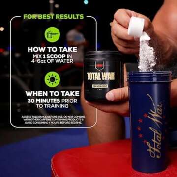 REDCON1 Total War Preworkout - Contains 320mg of Caffeine from Green Tea, Juniper & Beta Alanine - Pre Work Out with Amino Acids to Increase Pump, Energy + Endurance (Sour Gummy Bear, 30 Servings)