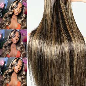 Megalady Beauty Highlight Lace Front Wig Human Hair 13x4 Ombre Lace Front Wig Human Hair 210% Density HD Lace Frontal Wig Lace Front Wigs Human Hair (26inch, 13x4 Balayage FB27)