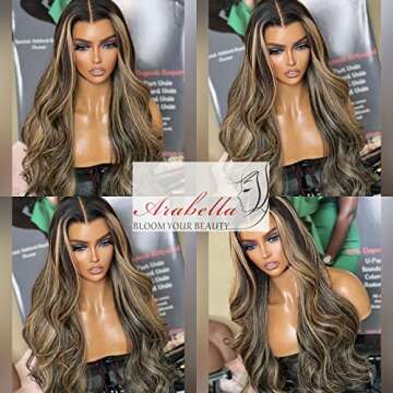 Megalady Beauty Highlight Lace Front Wig Human Hair 13x4 Ombre Lace Front Wig Human Hair 210% Density HD Lace Frontal Wig Lace Front Wigs Human Hair (26inch, 13x4 Balayage FB27)