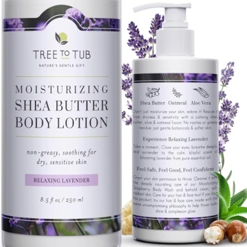 Tree to Tub Lavender Shea Butter Body Lotion - Natural Moisturizing Lotion for Sensitive Skin