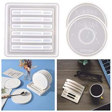RESIN GO Zodiac Resin Molds Silicone Kit, 12 Constellations Resin Molds, Horoscope Casting Coaster Resine Mould with Stand Storage Holder Epoxy Moldes De Silicona para Resina Art Home Decorations