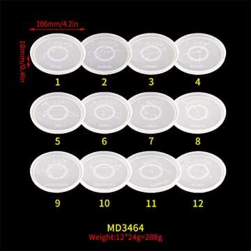 RESIN GO Zodiac Resin Molds Silicone Kit, 12 Constellations Resin Molds, Horoscope Casting Coaster Resine Mould with Stand Storage Holder Epoxy Moldes De Silicona para Resina Art Home Decorations
