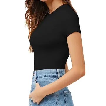 MANGOPOP Black Bodysuit Comfortable and Stylish for Women