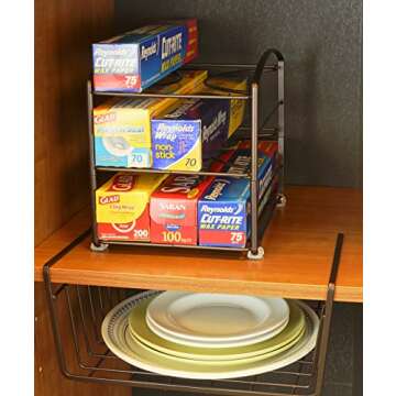 Deco Brothers Wrap Organizer Rack for Kitchen Cabinet, 3 Tier, Bronze