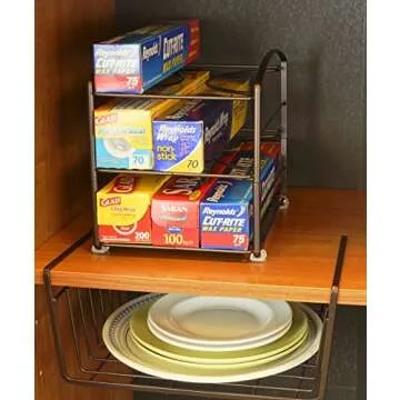 Deco Brothers Wrap Organizer Rack for Kitchen Cabinet, 3 Tier, Bronze