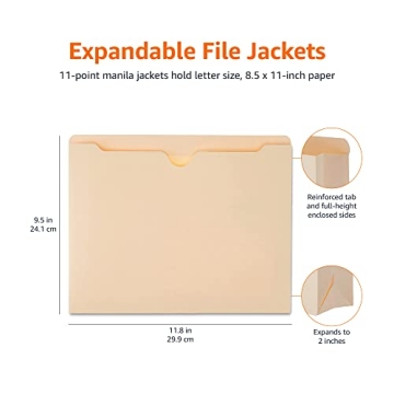 Amazon Basics File Jackets, Reinforced, 2" Expansion, 50-Pack