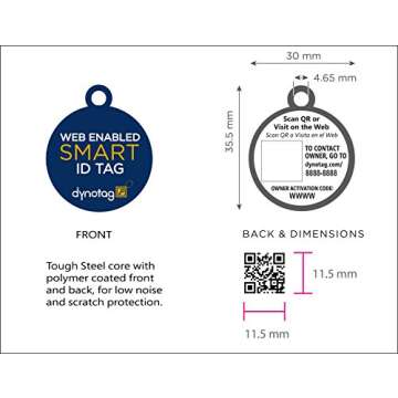 Dynotag Pet ID Smart Tag with Lifetime Recovery Service