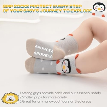Aroveea Baby Toddle Socks Grip Non Slip Boys Girls Cotton Socks 12 Pack for 6-12Months Kids Ankle Cute Socks 6M-7Years