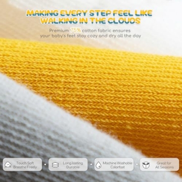 Aroveea Baby Toddle Socks Grip Non Slip Boys Girls Cotton Socks 12 Pack for 6-12Months Kids Ankle Cute Socks 6M-7Years