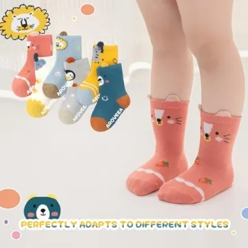 Aroveea Baby Toddle Socks Grip Non Slip Boys Girls Cotton Socks 12 Pack for 6-12Months Kids Ankle Cute Socks 6M-7Years