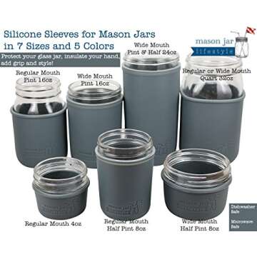 Mason Jar Lifestyle 8oz Silicone Sleeves - 2 Pack for Safety
