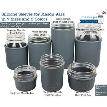 Mason Jar Lifestyle 8oz Silicone Sleeves - 2 Pack for Safety