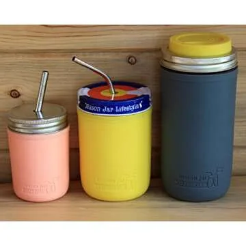 Mason Jar Lifestyle 8oz Silicone Sleeves - 2 Pack for Safety