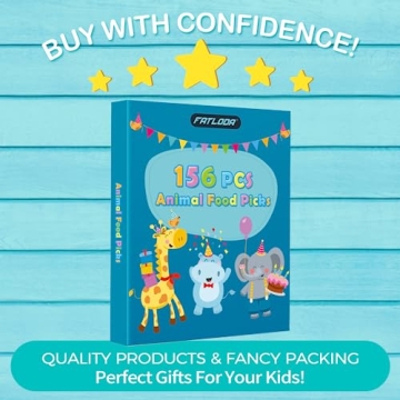FATLODA 156PCS Fun Animal Food Picks for Kids Lunch