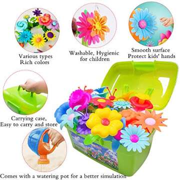 Scientoy Flower Garden Building Toys, Girl Toys Build a Garden, 130 PCS Flower Pretend Gardening Gif...