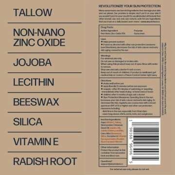 Sky and Sol Natural Mineral Sunscreen SPF 30 3 oz: Natural Tallow & Zinc Oxide, Reef Safe, Water Res...