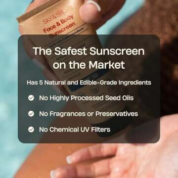 Sky and Sol Natural Mineral Sunscreen SPF 30 3 oz: Natural Tallow & Zinc Oxide, Reef Safe, Water Resistant, Fragrance-Free, Non-Greasy Formula for Face and Body