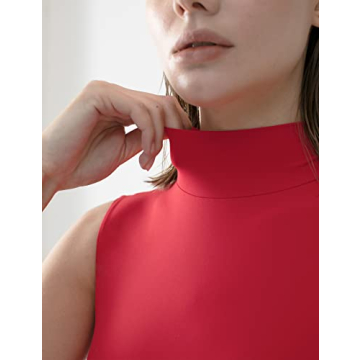 PUMIEY Women's Bodysuit Mock Neck Ruby Small - Stylish Comfort