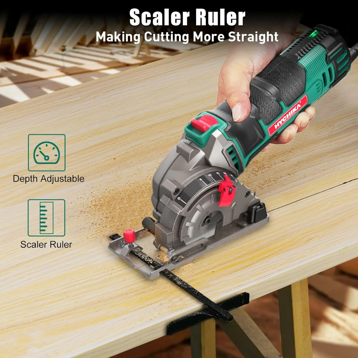 Compact HYCHIKA Mini Circular Saw with 3 Blades