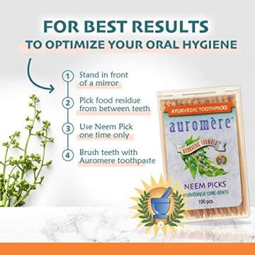 Auromere Neem Toothpicks - Vegan, Natural Oral Care