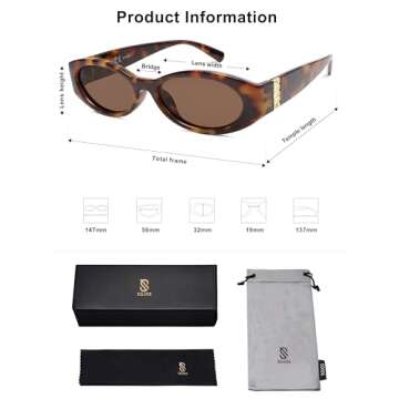 SOJOS Retro Oval Polarized Sunglasses for Women Men Trendy Cateye Vintage Y2k Sunnies SJ2364, Tortoise/Brown