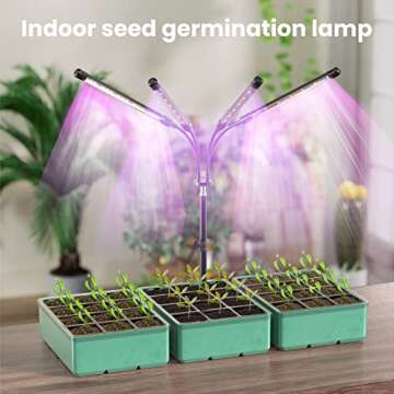 GrowLights LED Full Spectrum Plant Light with Stand (Adjustable Tripod 15-60in, Red/Blue/White, 4/8/12H Timer with Remote Control) (Red)