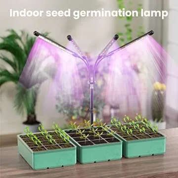 GrowLights LED Full Spectrum Plant Light with Stand (Adjustable Tripod 15-60in, Red/Blue/White, 4/8/12H Timer with Remote Control) (Red)