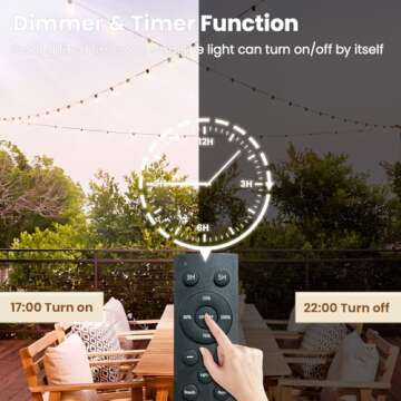 Yuusei Outdoor String Lights with Remote, 25Ft Dimmable LED Patio String Light with 12+1 Shatterproof G40 Bulbs, IP45 Waterproof Linkable Hanging Lights for Yard, Bistro, Porch,Cafe,2500K Warm White