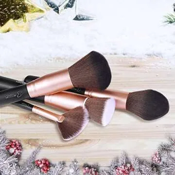 BESTOPE 18 Pcs Makeup Brushes Premium Synthetic Fan Foundation Powder Kabuki Brushes Concealers Eye Shadows Make Up Brushes Kit, Rose Gold