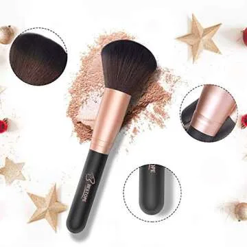 BESTOPE 18 Pcs Makeup Brushes Premium Synthetic Fan Foundation Powder Kabuki Brushes Concealers Eye Shadows Make Up Brushes Kit, Rose Gold