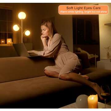 Fiqevs 3 Globe Mid Century Floor Lamp, Vintage Standing Lamp with 3 LED Bulbs & Sphere Frosted Glass...