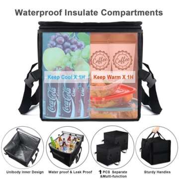 X-cosrack Trunk Organizer with Pack Portable Insulation Cooler Bag-Collapsible Multi-Compartment -Large Capacity Washable Car Storage Bag-To Suit SUV, Truck, Automotive, Any In-vehicle, Black