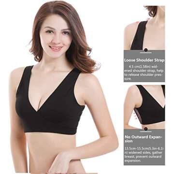 Sunzel Women's Cotton Spandex Seamless Sleep Bra for, MultiColor, Size Medium