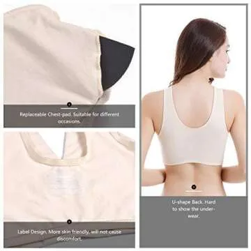 Sunzel Women's Cotton Spandex Seamless Sleep Bra for, MultiColor, Size Medium