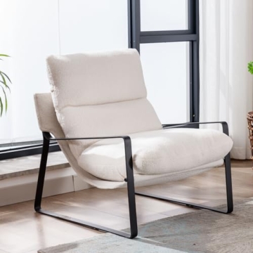 HEAH-YO Modern Accent Chair - Cozy Lambswool Living Room Chair with Removable Cushion
