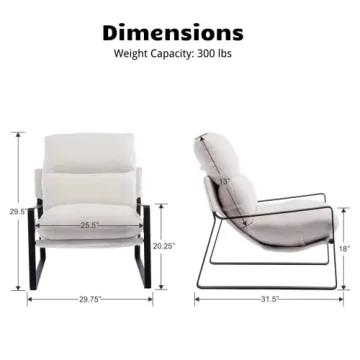 HEAH-YO Modern Lambswool Accent Chair for Small Spaces