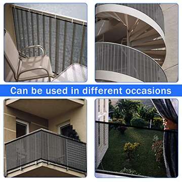 JIFTOK Baby Gate for Stairs, Banister Guard for Kids, Pets, Toys, 18 ft L x 2.66 ft H, Mesh Netting Safety Net for Balcony Rail Stair, Stairway Net Baby Safety Products for Indoor & Outdoor (Black)