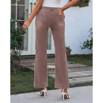 GRAPENT Womens Plus Size Stretch High Waisted Flare Ripped Jeans - 70s Outfits, Size 12-14 Wide Leg ...