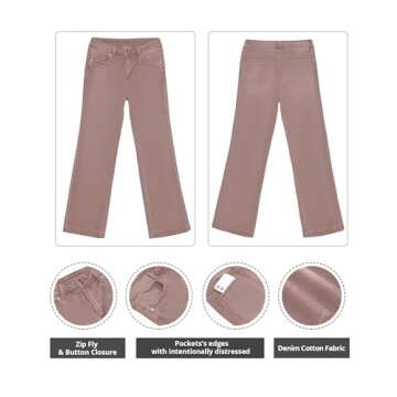 GRAPENT Womens Plus Size Stretch High Waisted Flare Ripped Jeans - 70s Outfits, Size 12-14 Wide Leg Pants