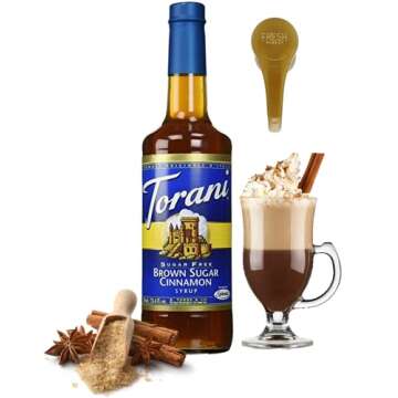 Torani Sugar Free Brown Sugar Cinnamon Syrup for Coffee 25.4 Ounces Coffee Flavoring for Drinks with Fresh Finest Pump